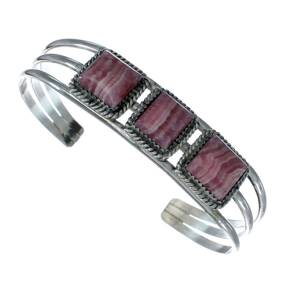 Genuine Navajo Rhodochrosite Sterling Silver Cuff Bracelet X11057